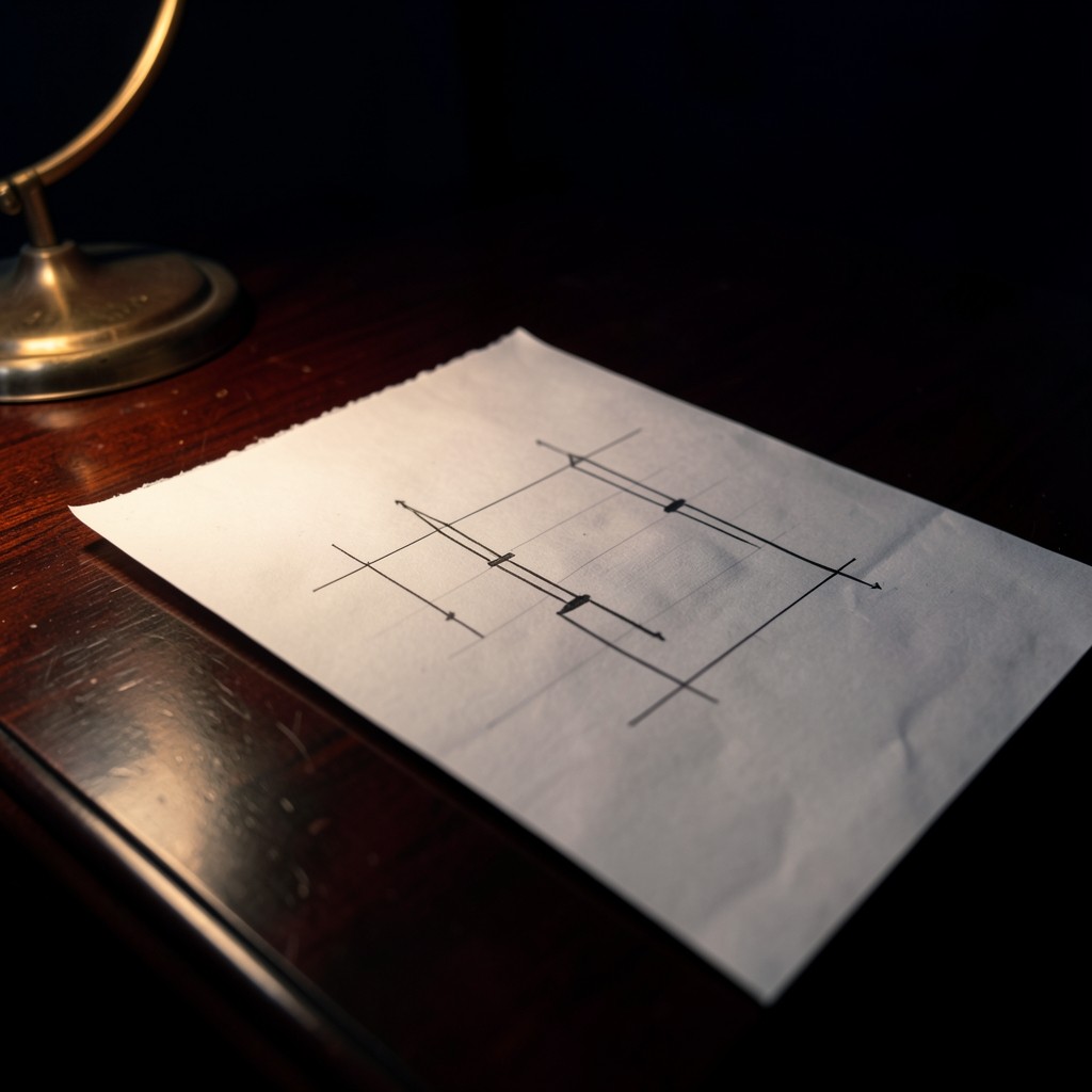 Ivory chart sheet showing a long lower wick with a pencil note beside the next candle close